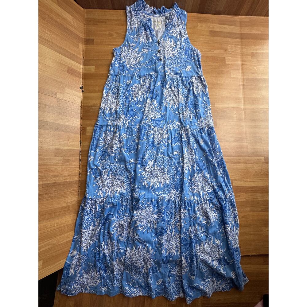 Lilly Pulitzer Malone Maxi Dress, Boca Blue Croc It and Lock It" size 8/10